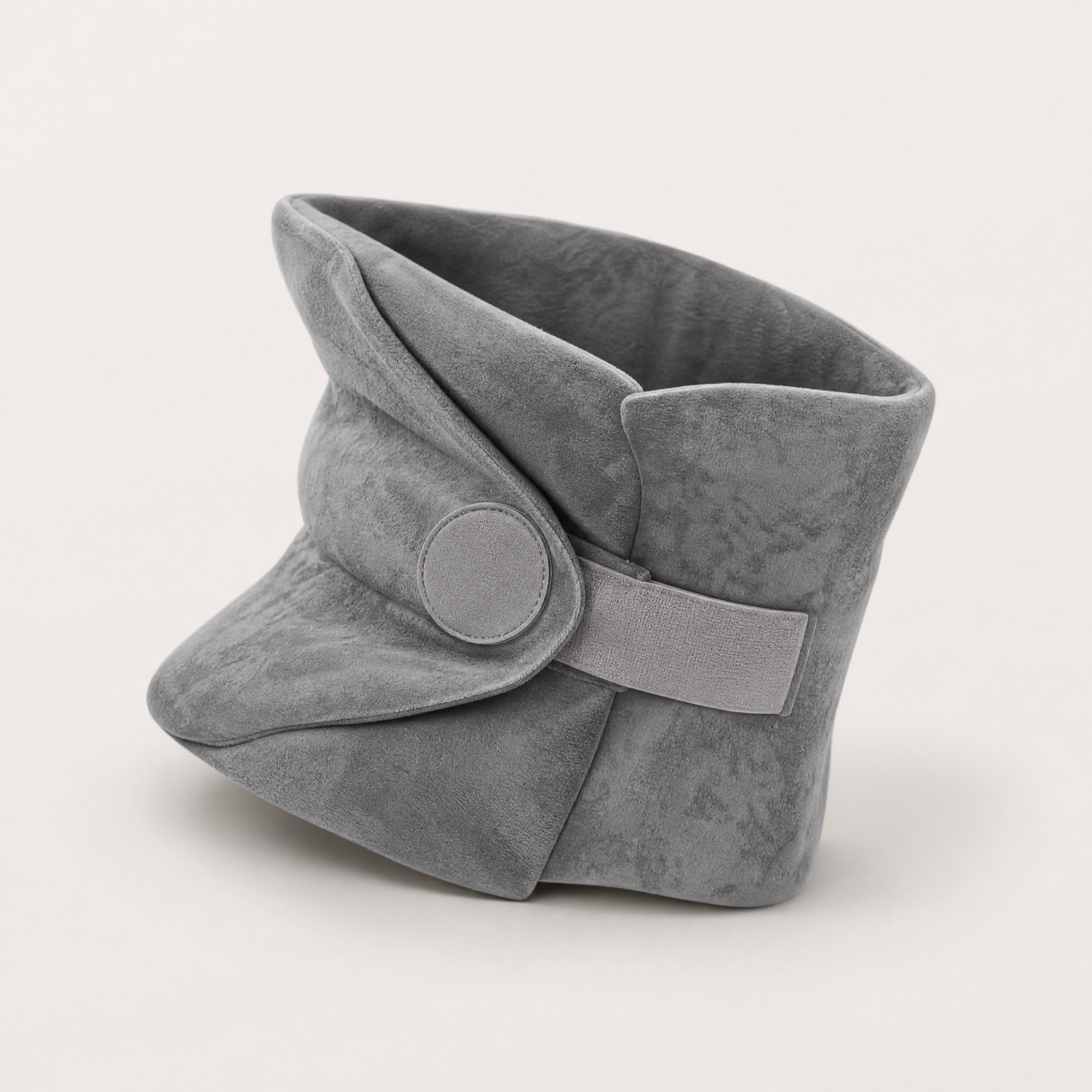 NODD Travel Pillow in grey fleece, seen from the other side